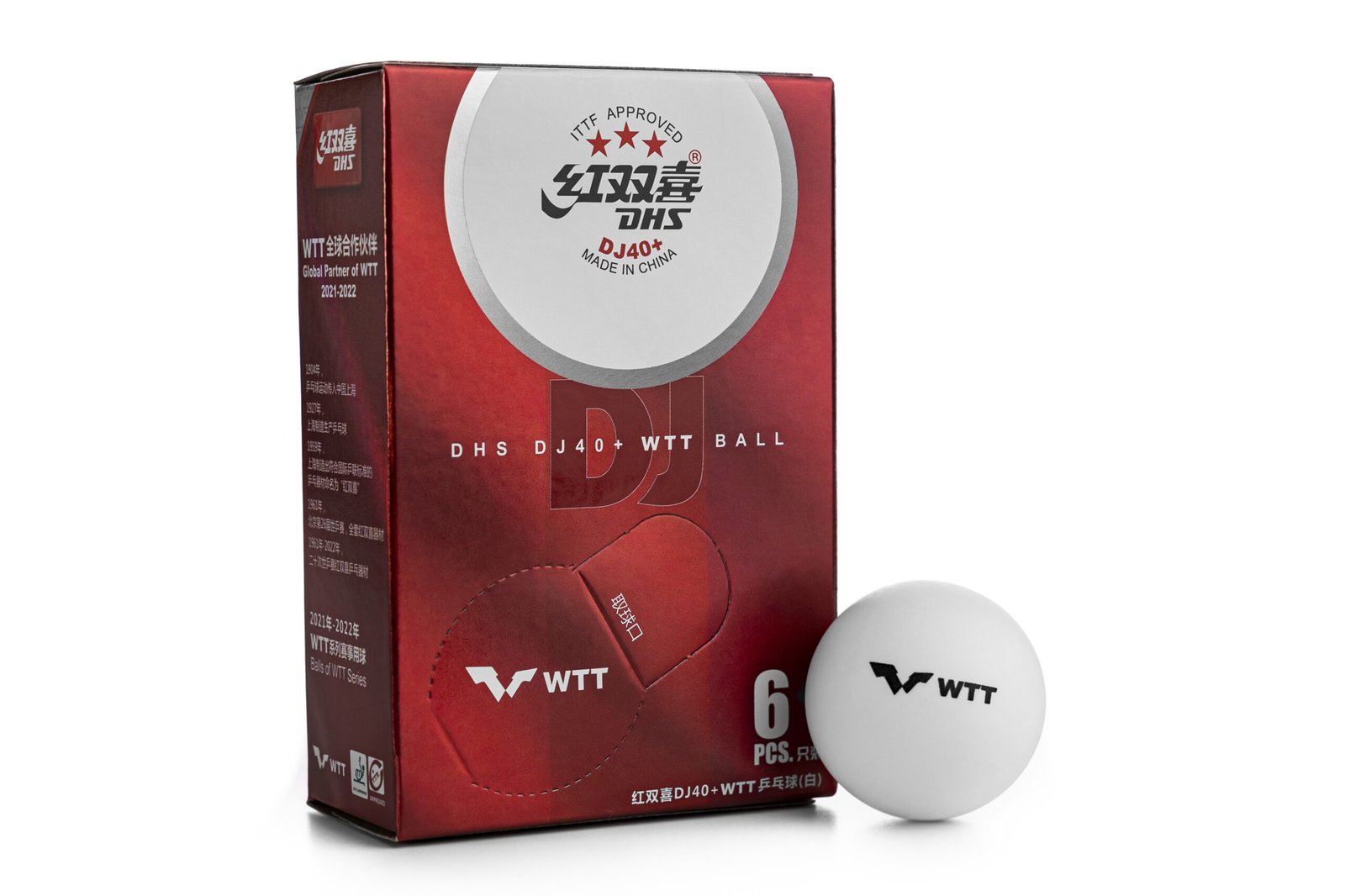 DHS DJ40+ 3*** WTT ITTF 6 Balls (seam) - Imagem 2